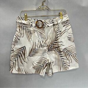 White House Black Market Size 6 Leaf Print ShortsThe 5" Short Beige Brown Multi